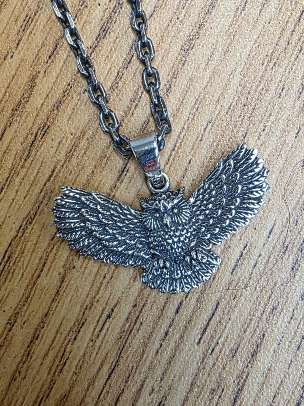 925 Sterling Silver Flying Owl Pendant 3mm 21” Chain Necklace